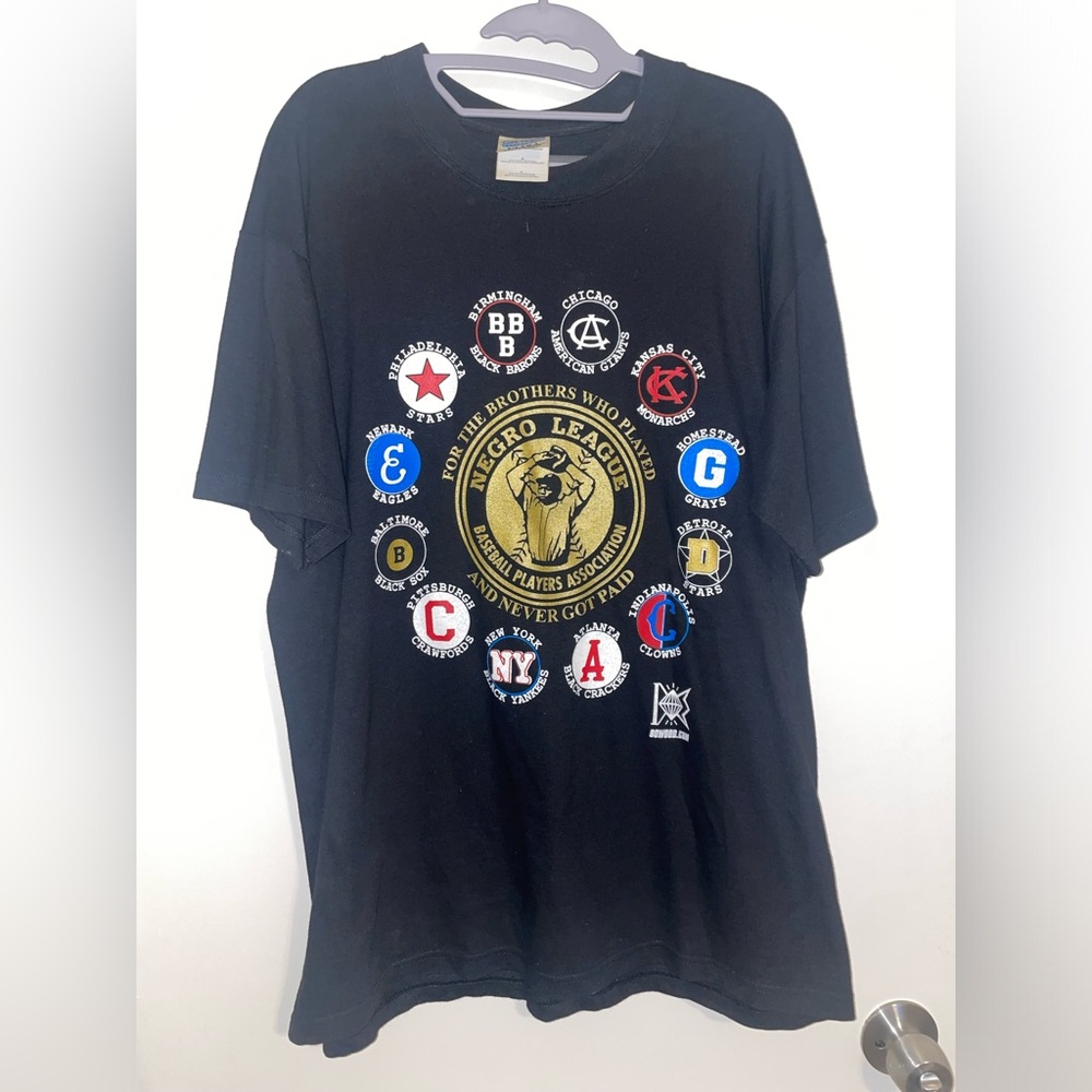 Negro League Baseball Black T-Shirt Double sided vintage